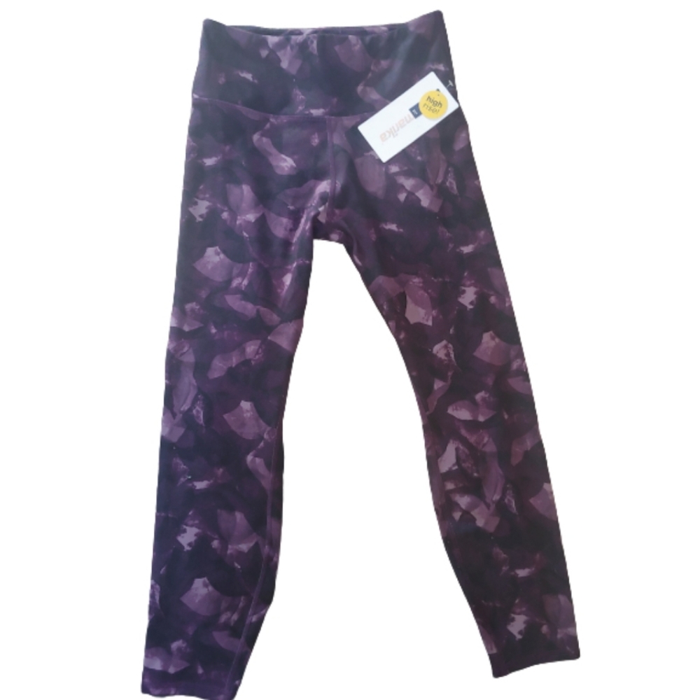 Marika purple abstract print high rise leggings NWT size Large